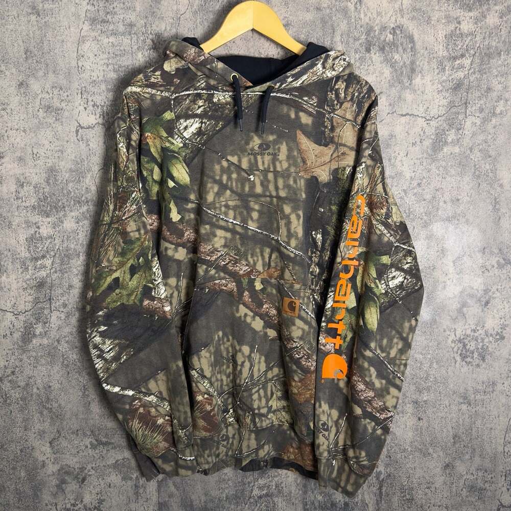 Carhartt Midweight Mossy Oak Camo Sleeve Logo Hooded Sweatshirt
